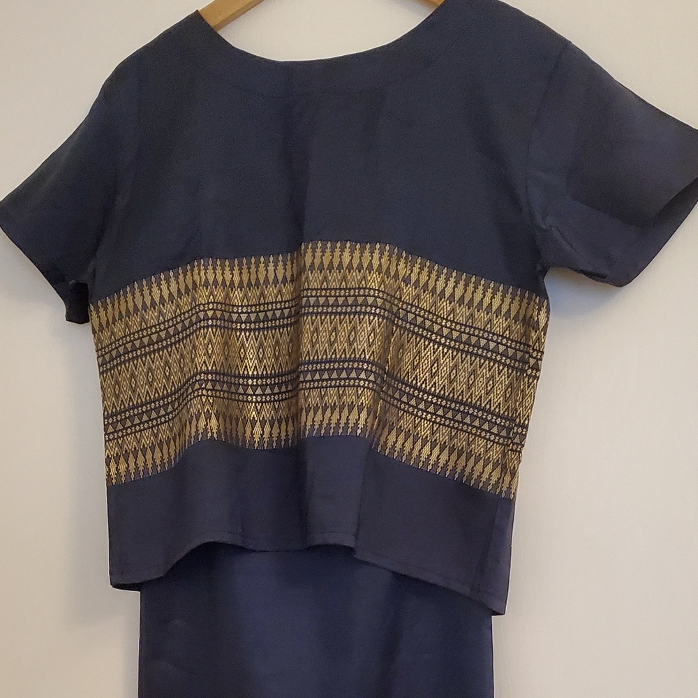 Thai Silk top and wrap skirt set